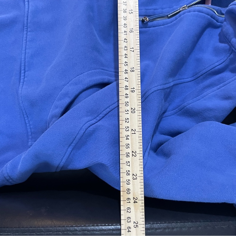 Lululemon scuba BEAUTIFUL Blue Half-Zip Cropped Hoodie XL XXL soft, thumb holes - Picture 3 of 14